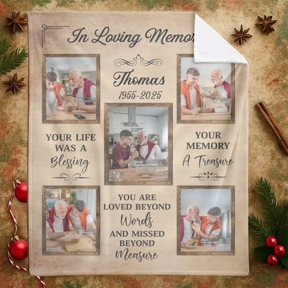 Your Memory A Treasure - Personalized Human Memorial Photo Collage Blanket