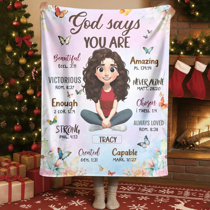 God Says You Are Loved And Enough - Personalized Christian Custom Blanket
