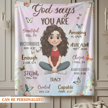 God Says You Are Loved And Enough - Personalized Christian Custom Blanket