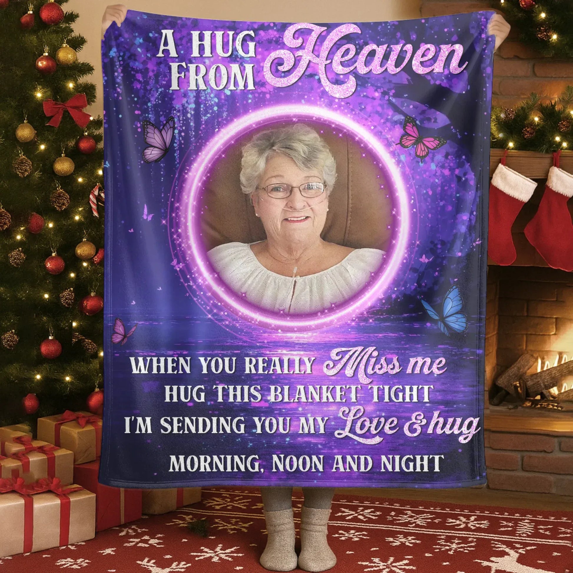 Blanket Custom KNT / White / 30x40in / 76x101cm A Hug From Heaven - Personalized Memorial Hug This Blanket