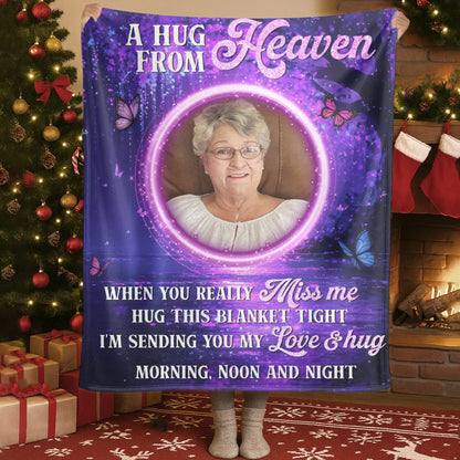 Blanket Custom KNT / White / 30x40in / 76x101cm A Hug From Heaven - Personalized Memorial Hug This Blanket