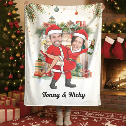 Blanket - Thanh Dang / White / 30x40in / 76x101cm The Cutest Couple Is Celebrating The Christmas Holiday - Personalized Couple Photo Custom Blanket
