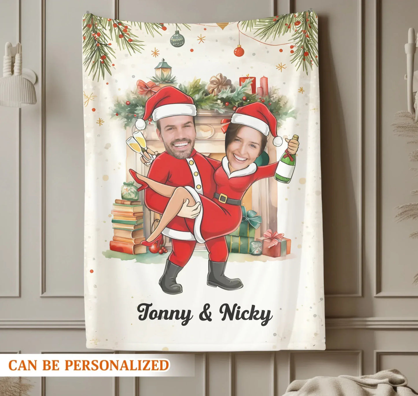 The Cutest Couple Is Celebrating The Christmas Holiday - Personalized Couple Photo Custom Blanket
