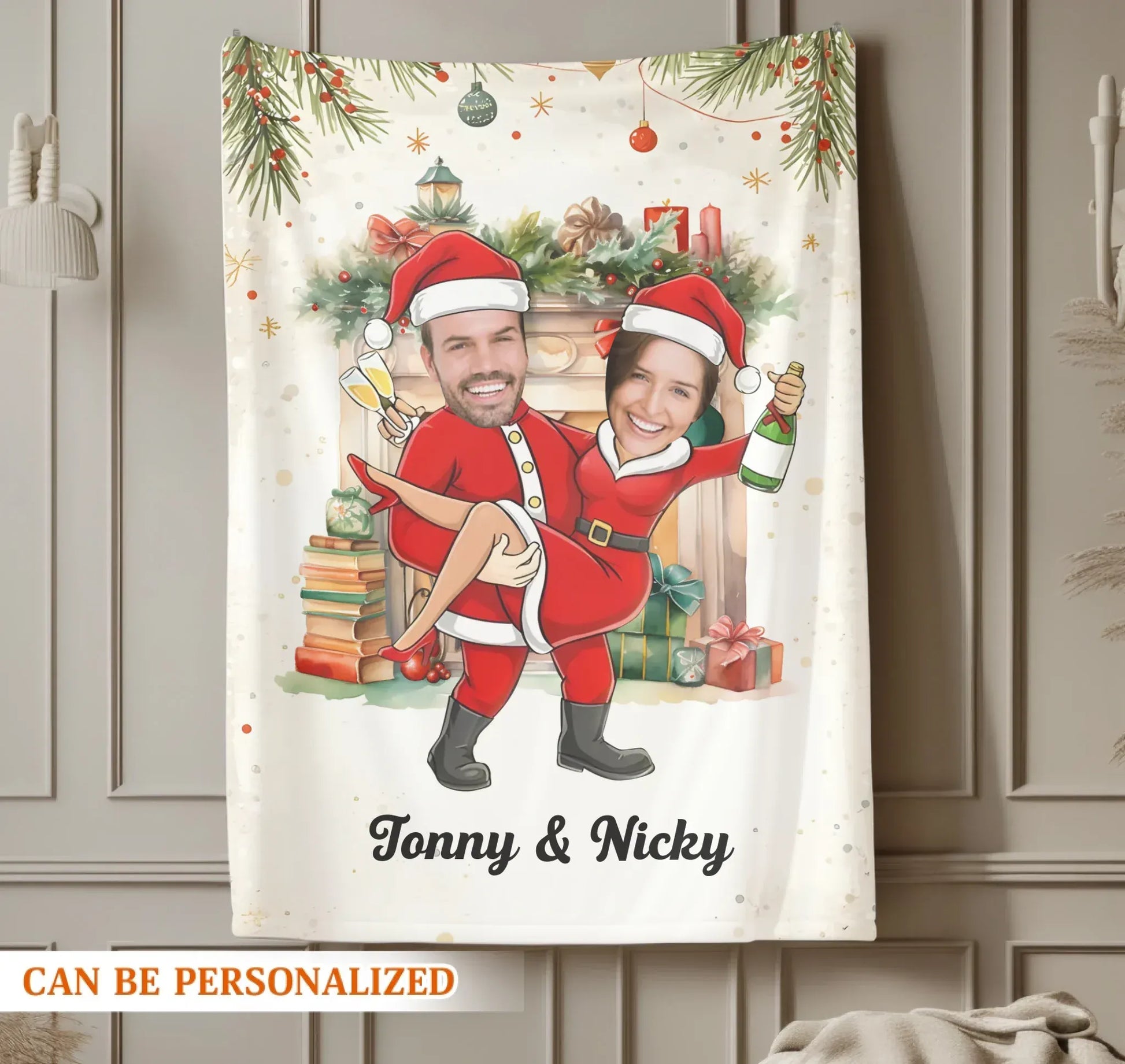 The Cutest Couple Is Celebrating The Christmas Holiday - Personalized Couple Photo Custom Blanket