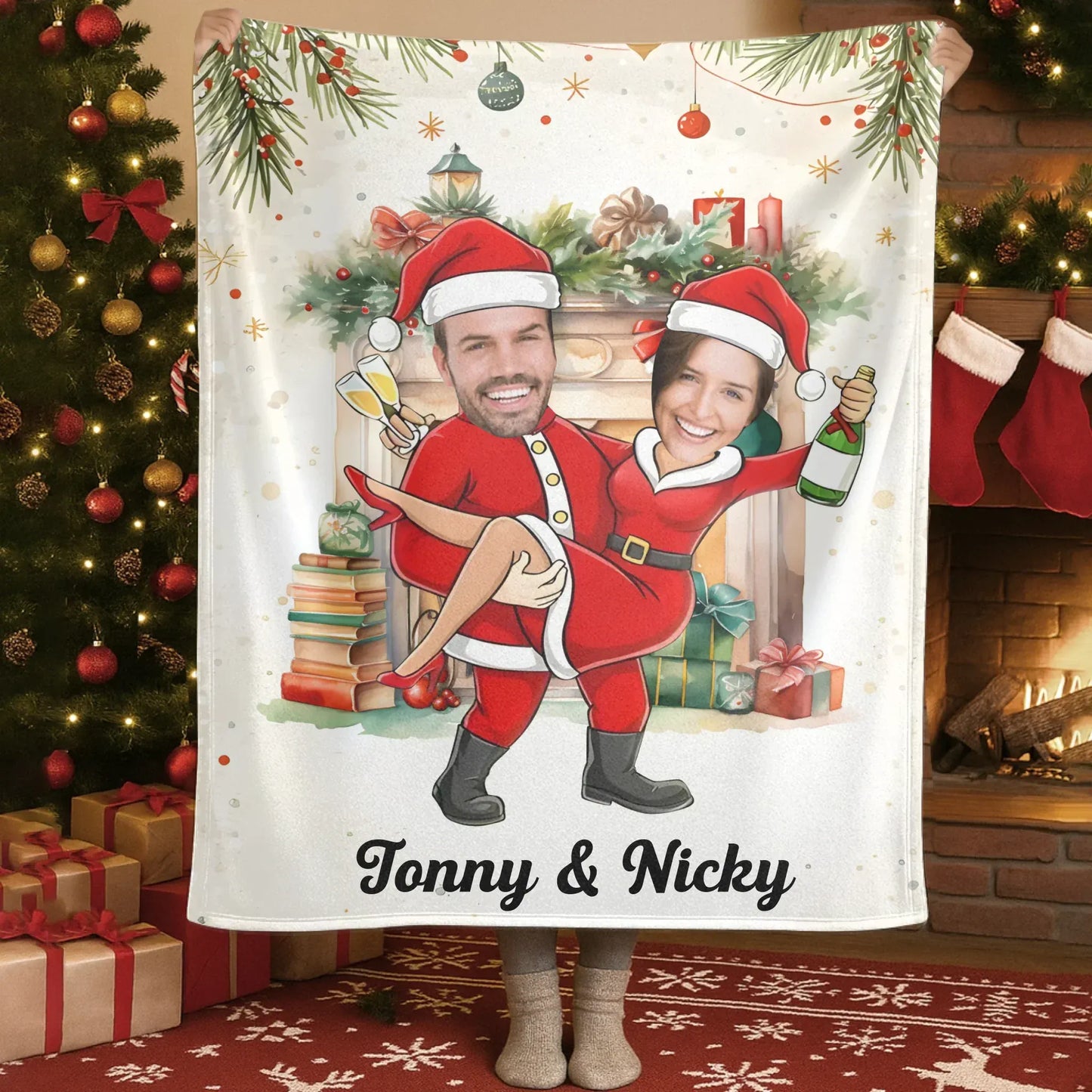 The Cutest Couple Is Celebrating The Christmas Holiday - Personalized Couple Photo Custom Blanket