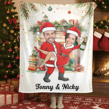 The Cutest Couple Is Celebrating The Christmas Holiday - Personalized Couple Photo Custom Blanket