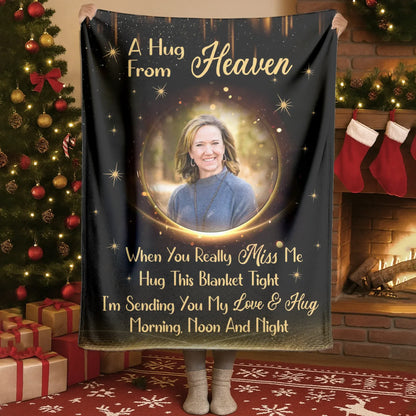A Hug From Heaven - Personalized Memorial Hug This Golden Sparkle Blanket
