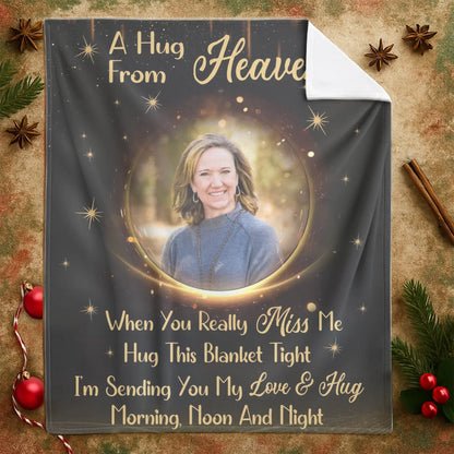 A Hug From Heaven - Personalized Memorial Hug This Golden Sparkle Blanket