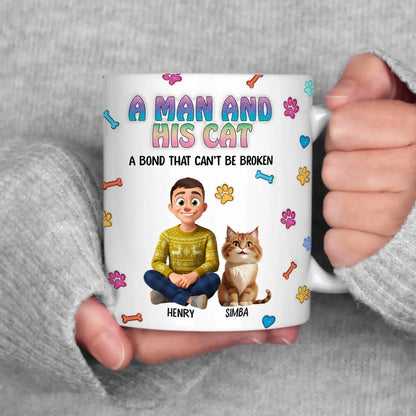 A Man and His Cat - Personalized Custom Printed Mug