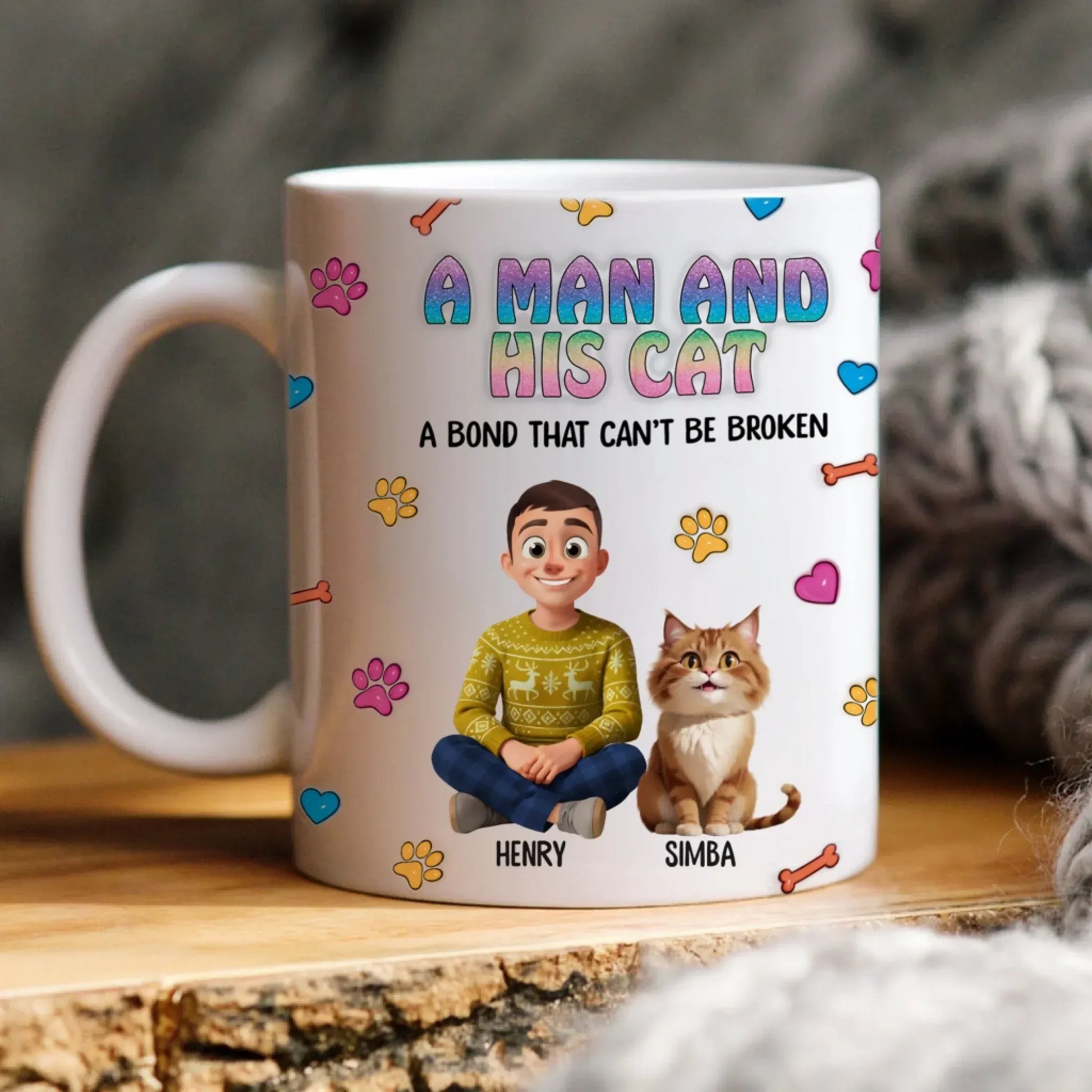 A Man and His Cat - Personalized Custom Printed Mug