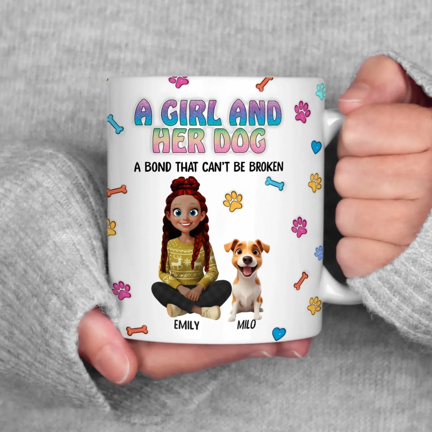 A Girl and Her Dog - Personalized Custom Printed Mug