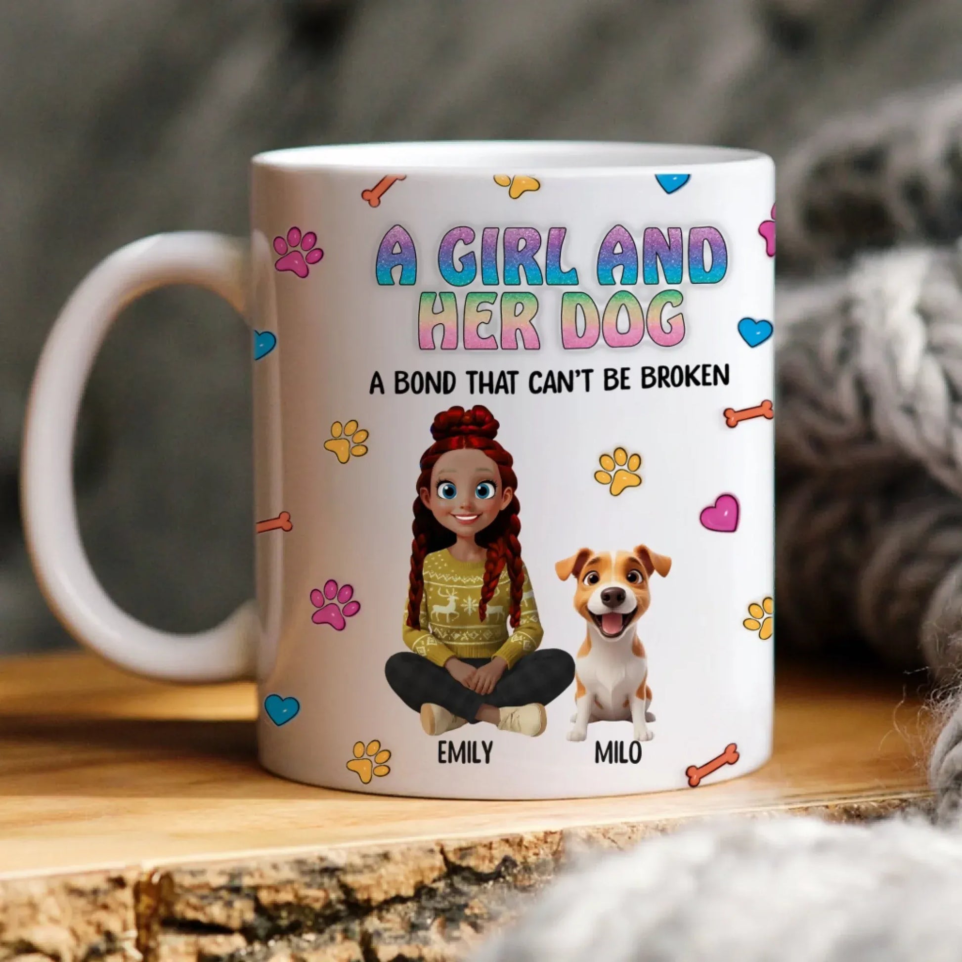 A Girl and Her Dog - Personalized Custom Printed Mug