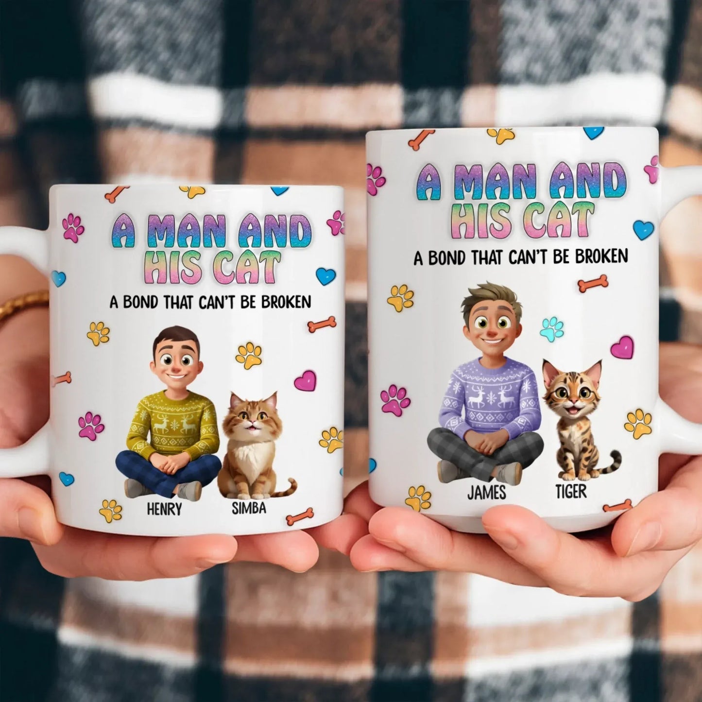 A Man and His Cat - Personalized Custom Printed Mug