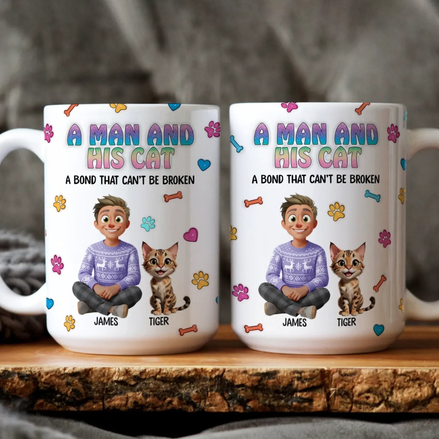 A Man and His Cat - Personalized Custom Printed Mug