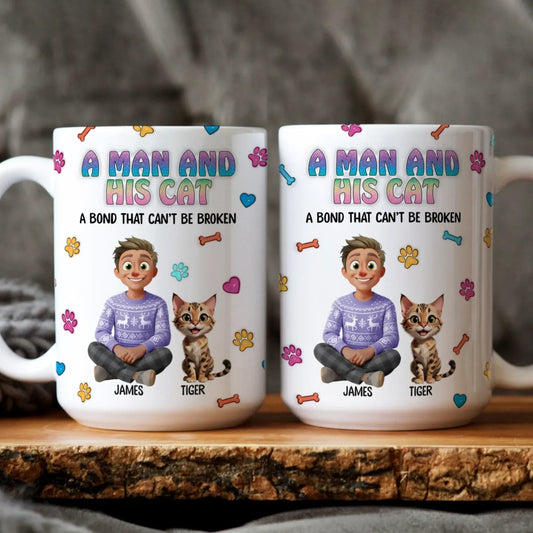A Man and His Cat - Personalized Custom Printed Mug