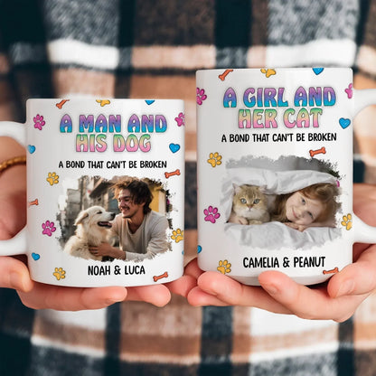 A Girl and Her Cat Photo - Personalized Custom Printed Mug