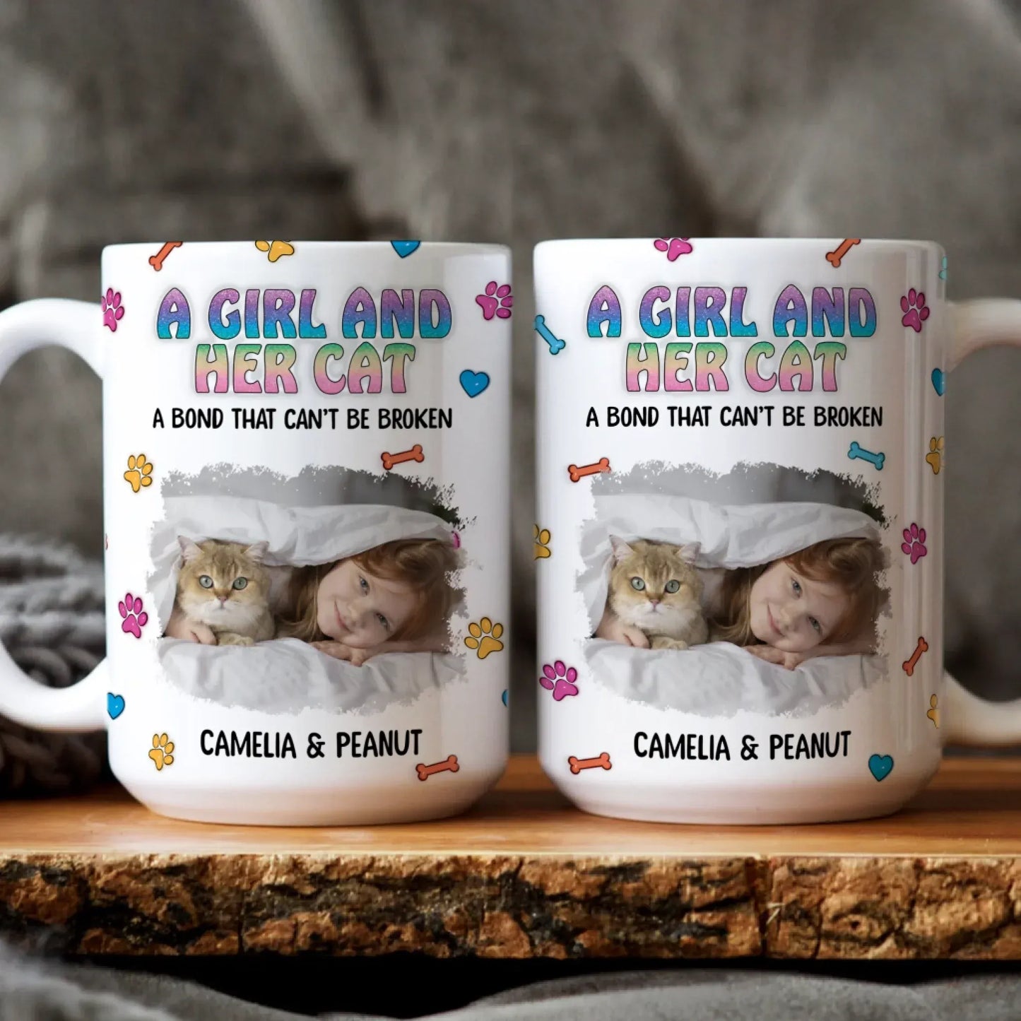 A Girl and Her Cat Photo - Personalized Custom Printed Mug