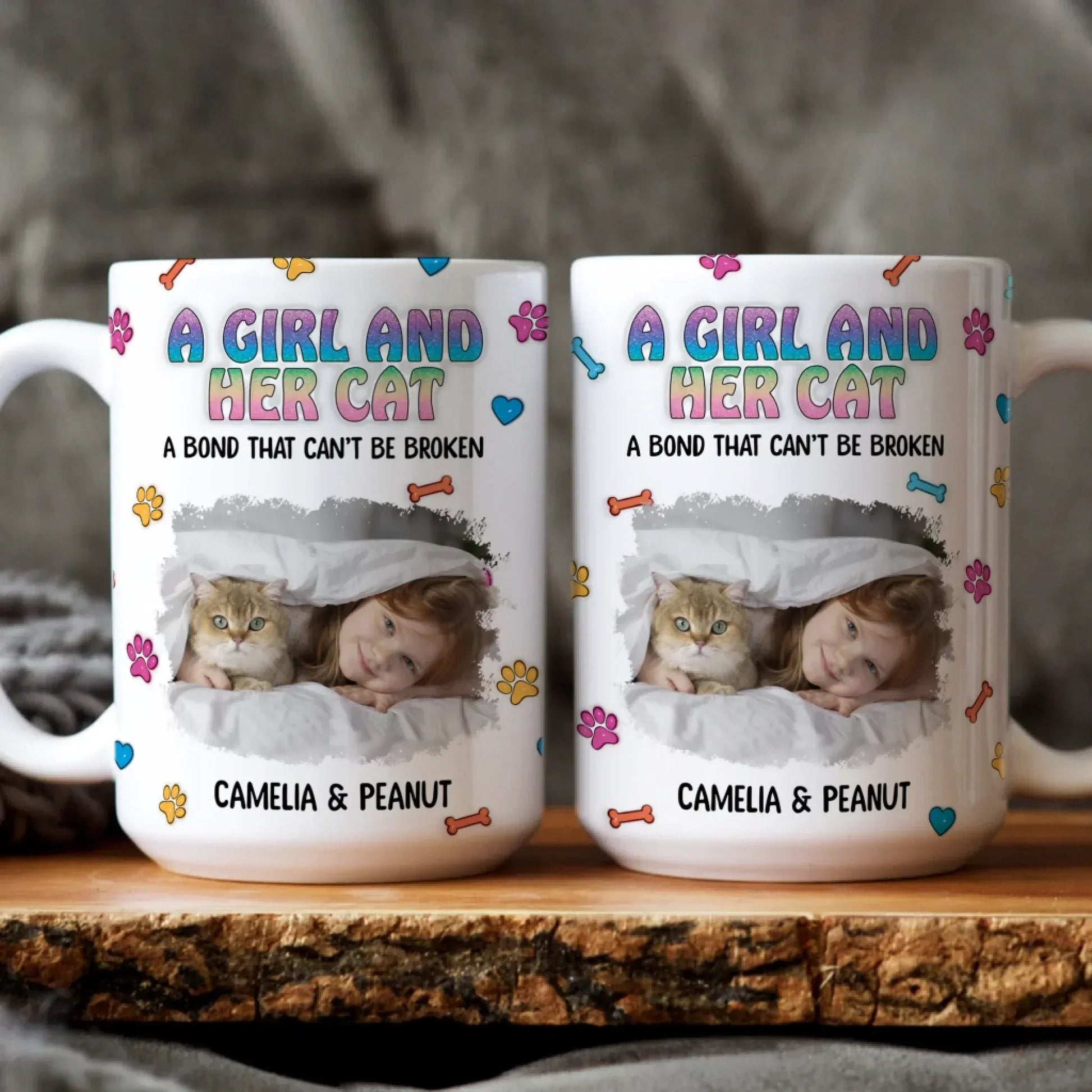 A Girl and Her Cat Photo - Personalized Custom Printed Mug