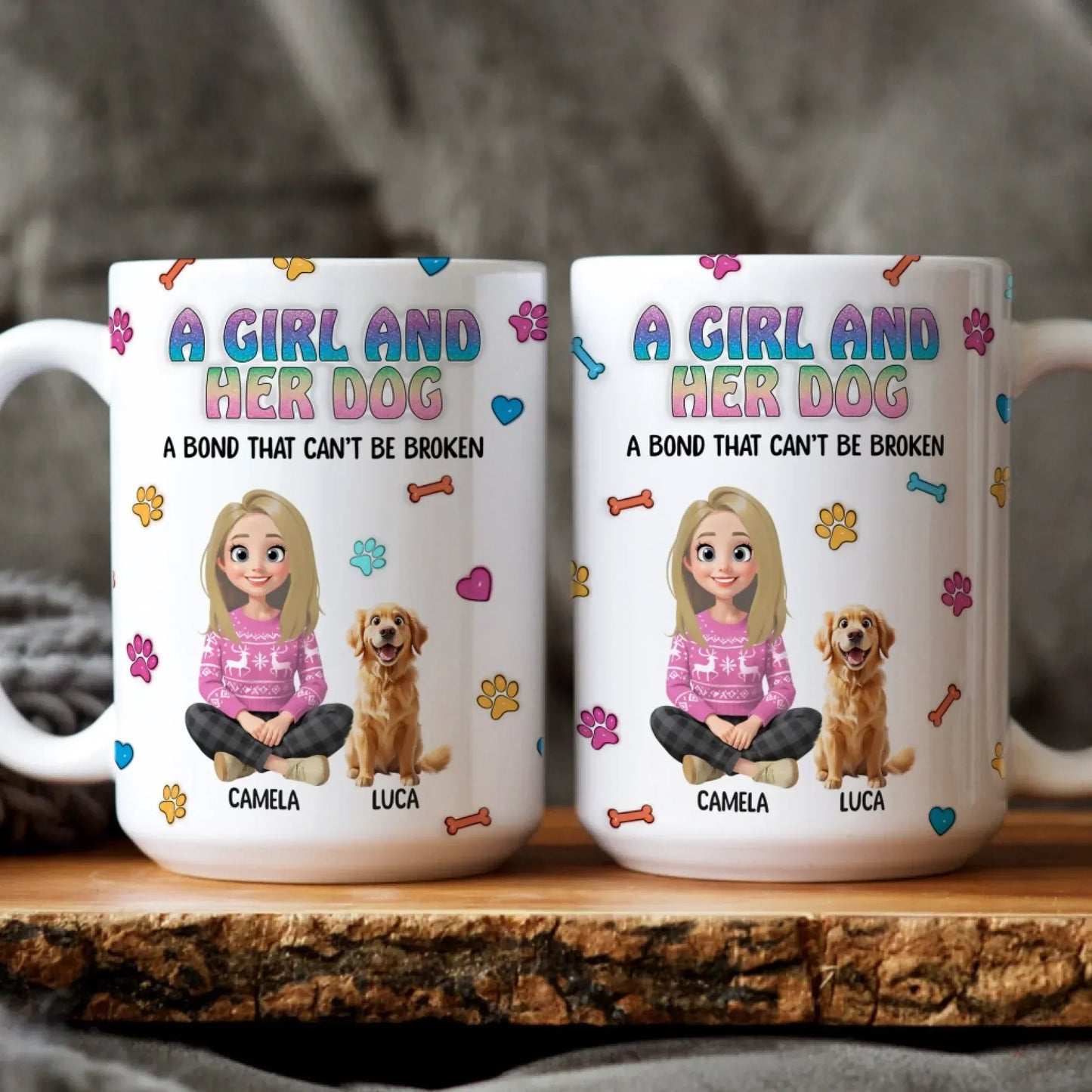 A Girl and Her Dog - Personalized Custom Printed Mug