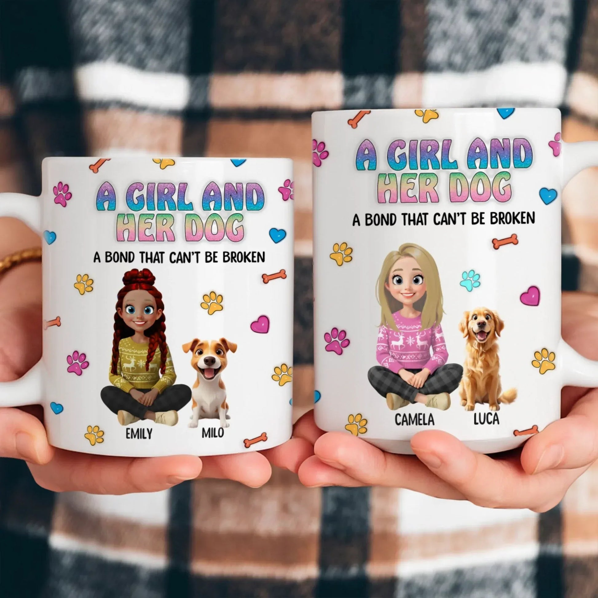 A Girl and Her Dog - Personalized Custom Printed Mug