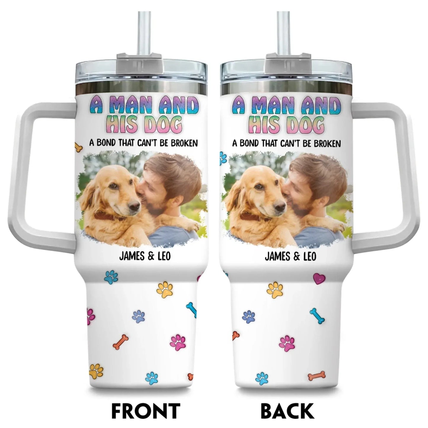 A Man and His Dog Photo - Personalized Custom Printed Tumbler
