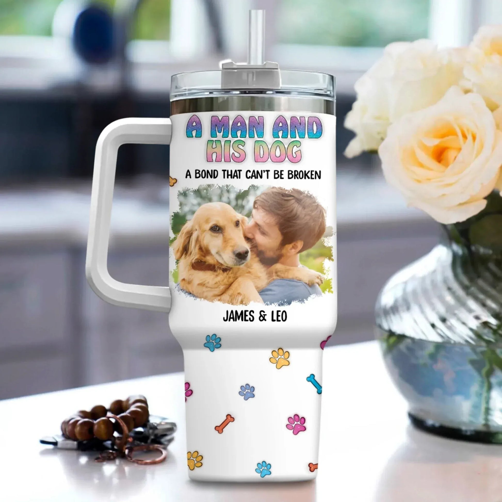 A Man and His Dog Photo - Personalized Custom Printed Tumbler