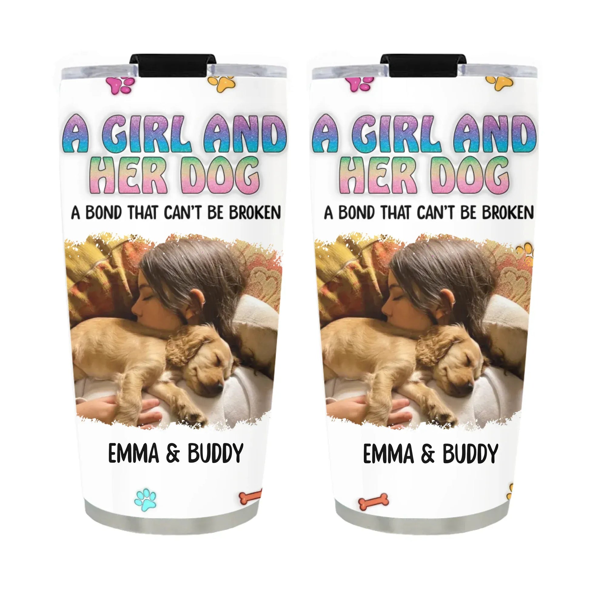 TUMBLER / WHITE / 20oz A Man and His Dog Photo - Personalized Custom Printed Tumbler