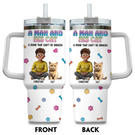 A Man and His Cat - Personalized Custom Printed Tumbler