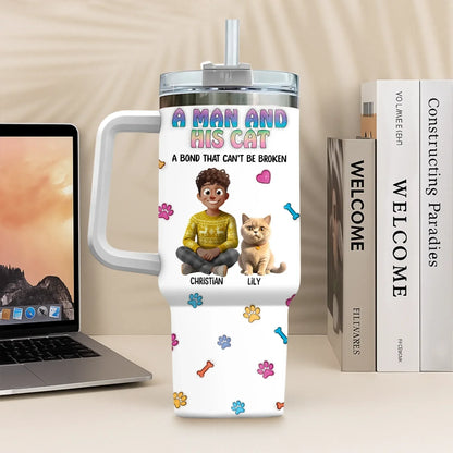 A Man and His Cat - Personalized Custom Printed Tumbler