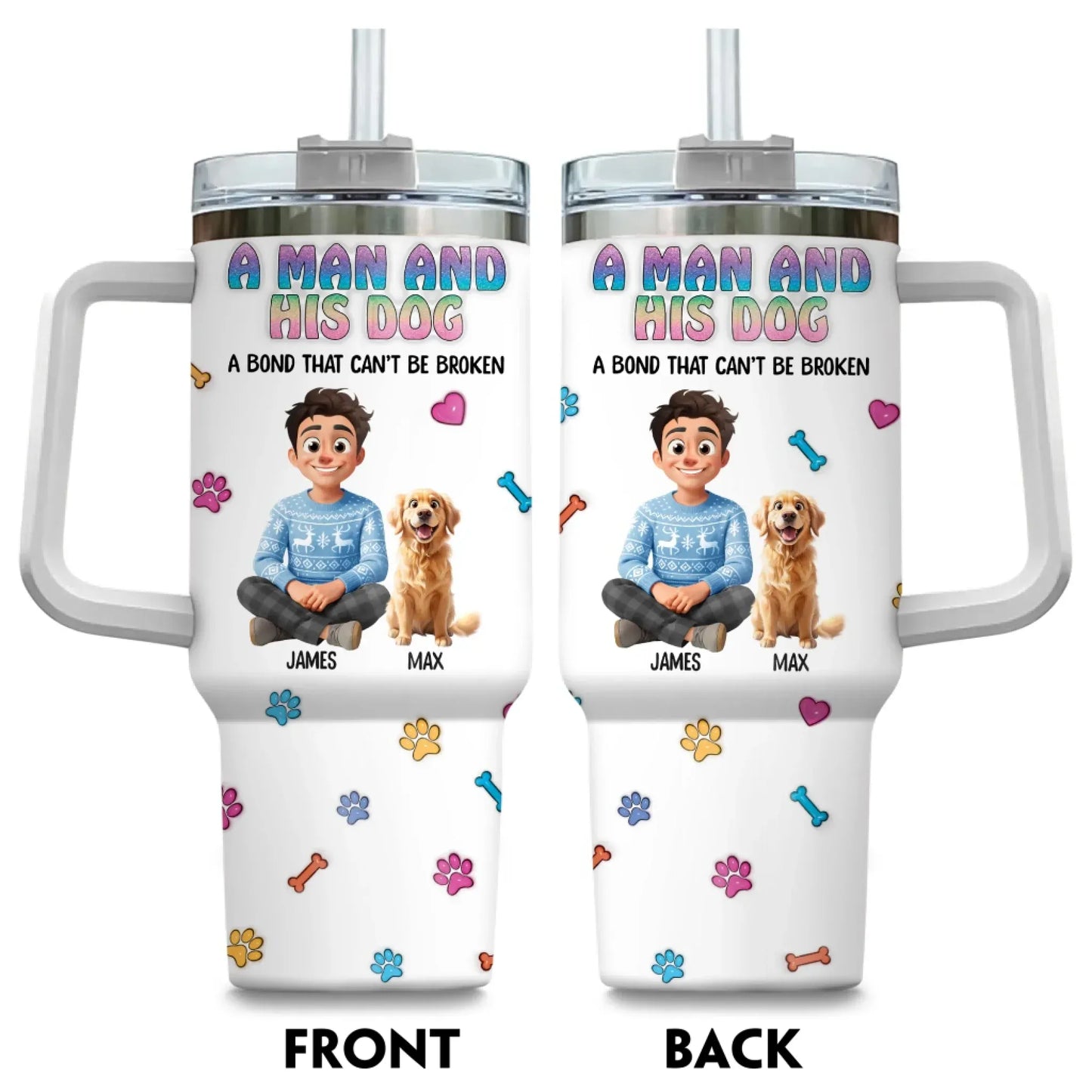 A Man and His Dog - Personalized Custom Printed Tumbler