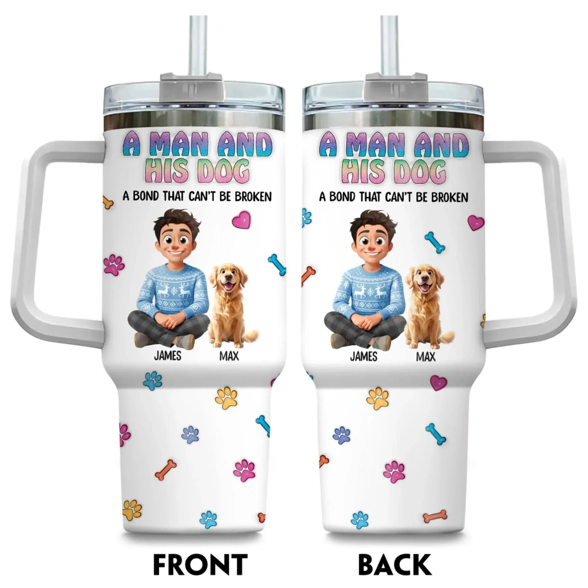 A Man and His Dog - Personalized Custom Printed Tumbler