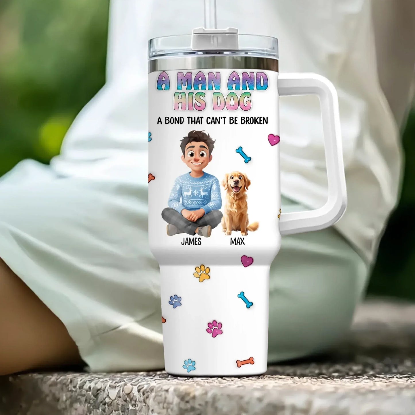 A Man and His Dog - Personalized Custom Printed Tumbler