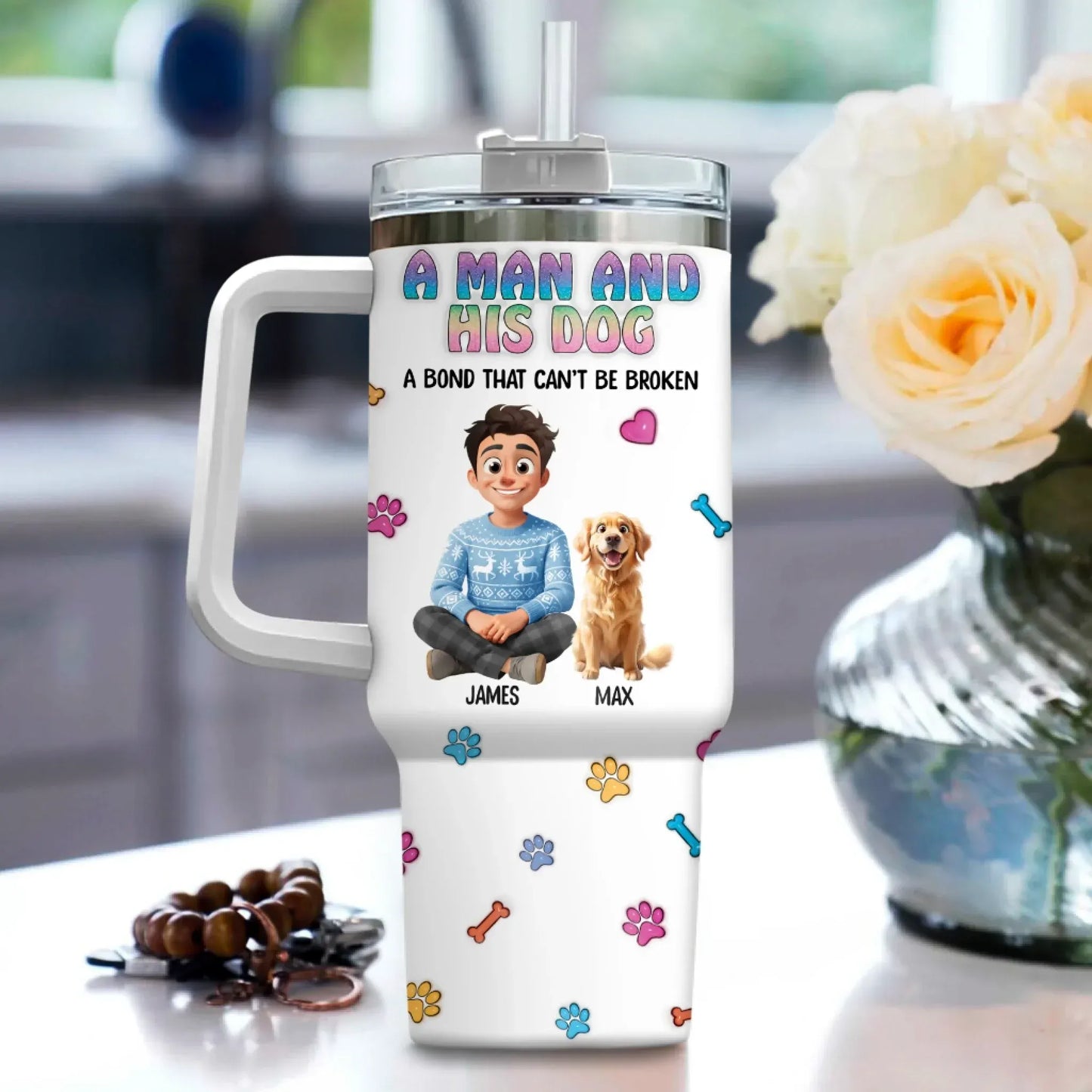 A Man and His Dog - Personalized Custom Printed Tumbler