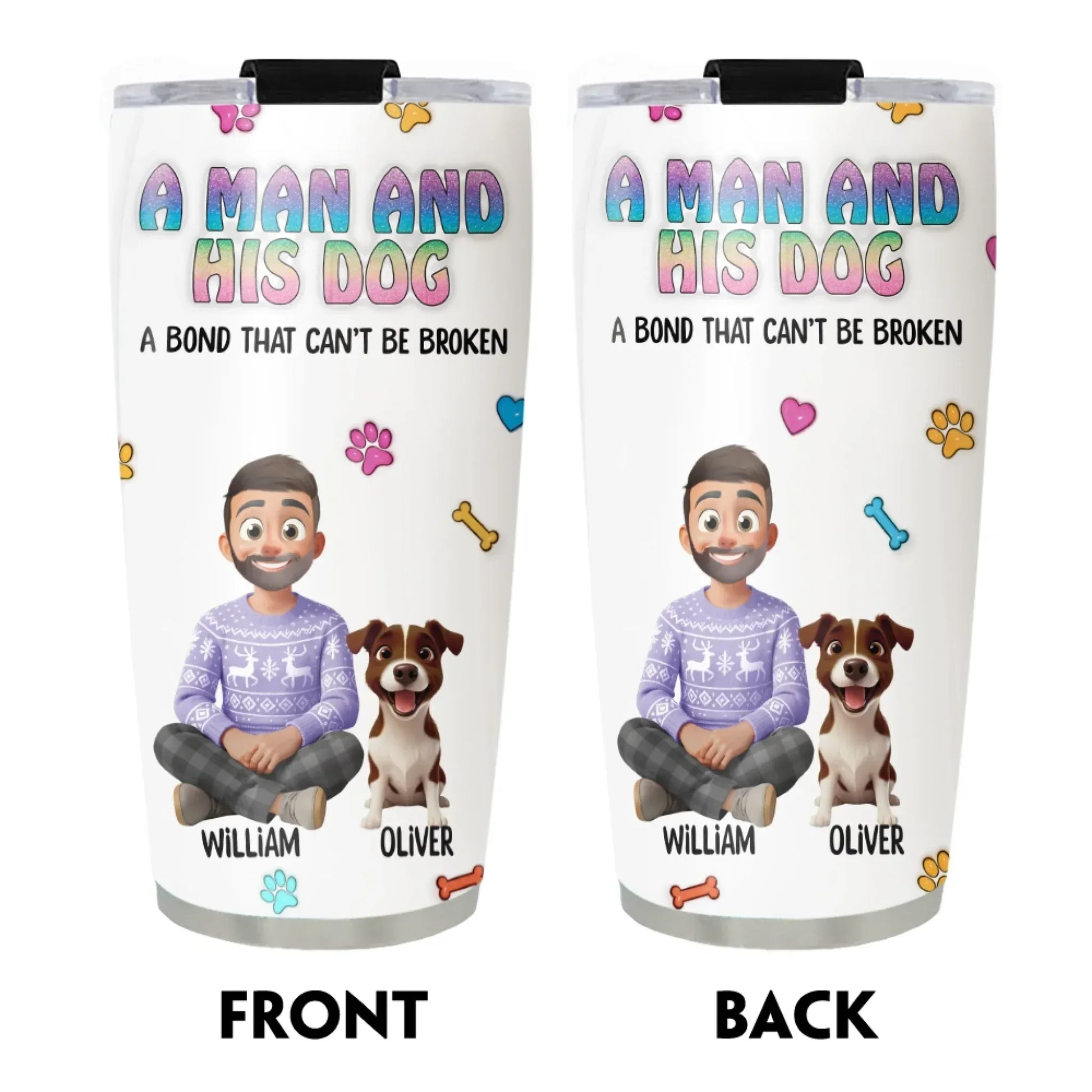 A Man and His Dog - Personalized Custom Printed Tumbler