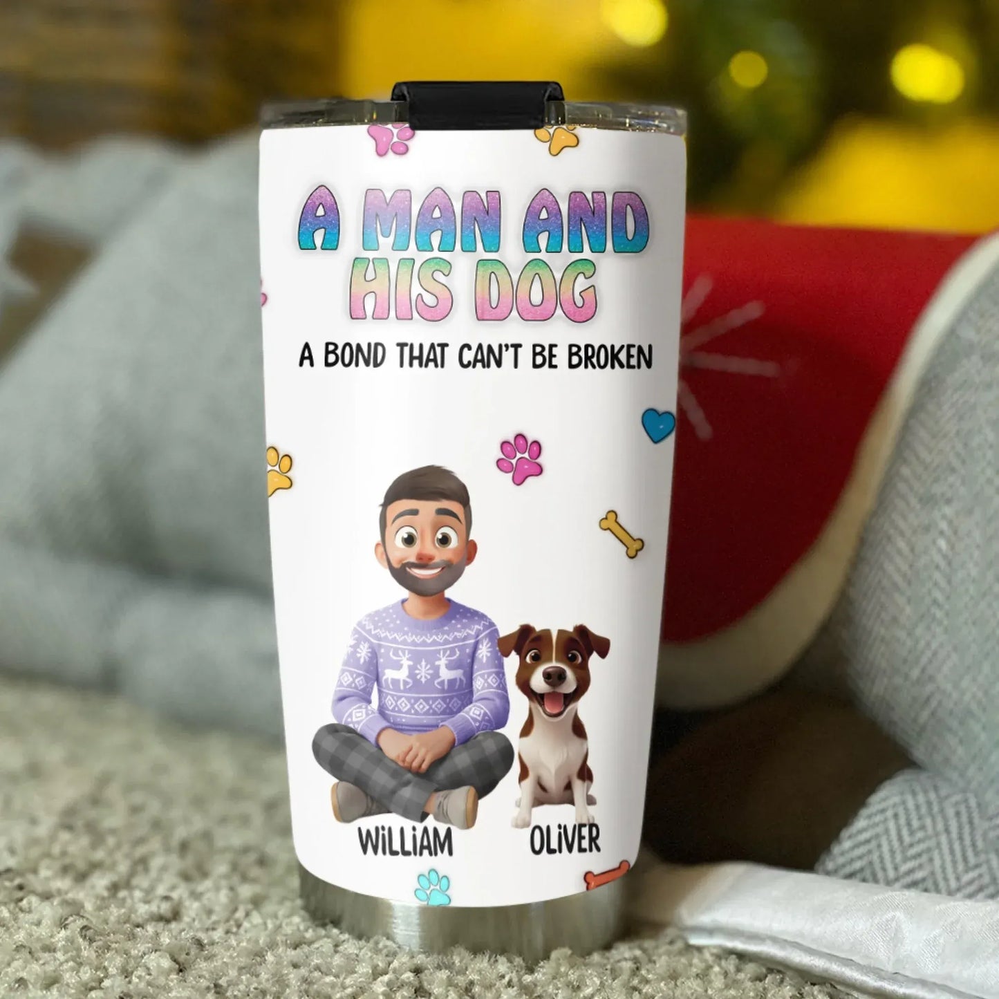 A Man and His Dog - Personalized Custom Printed Tumbler