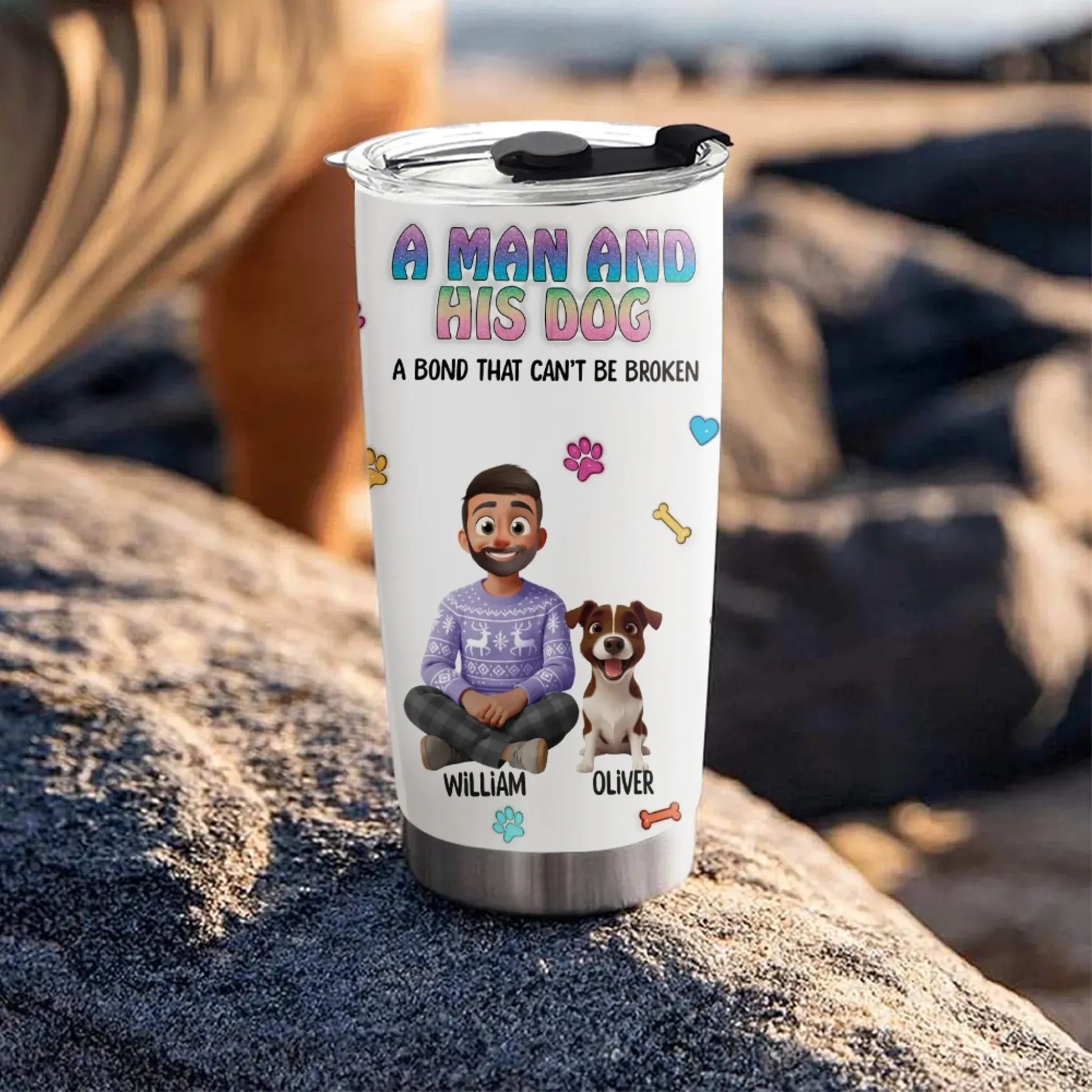 A Man and His Dog - Personalized Custom Printed Tumbler