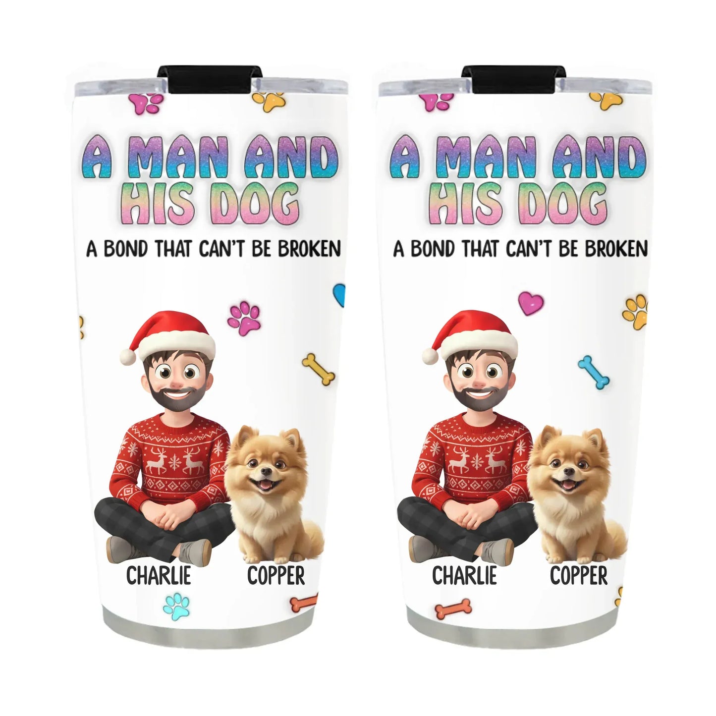 TUMBLER / WHITE / 20oz A Man and His Dog - Personalized Custom Printed Tumbler