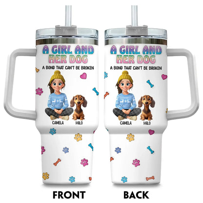 A Girl and Her Dog - Personalized Custom Printed Tumbler