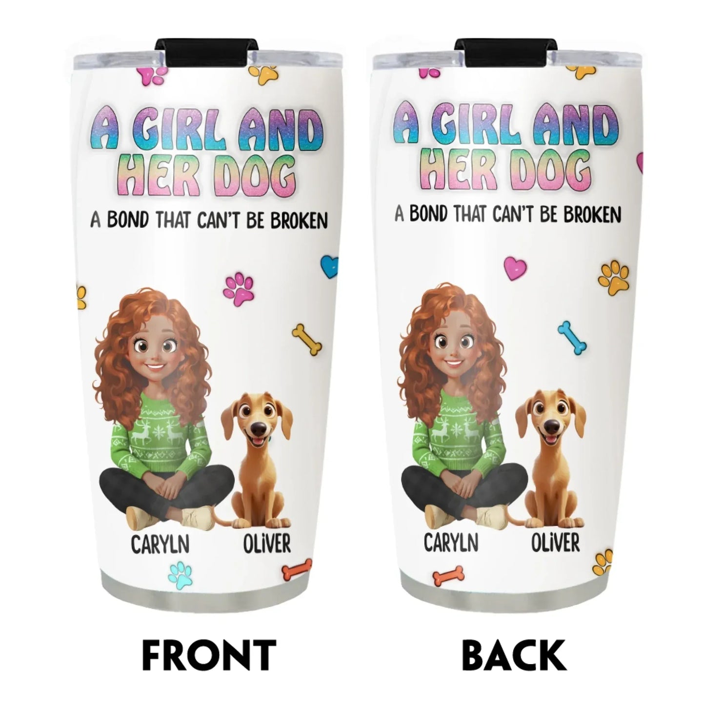 A Girl and Her Dog - Personalized Custom Printed Tumbler