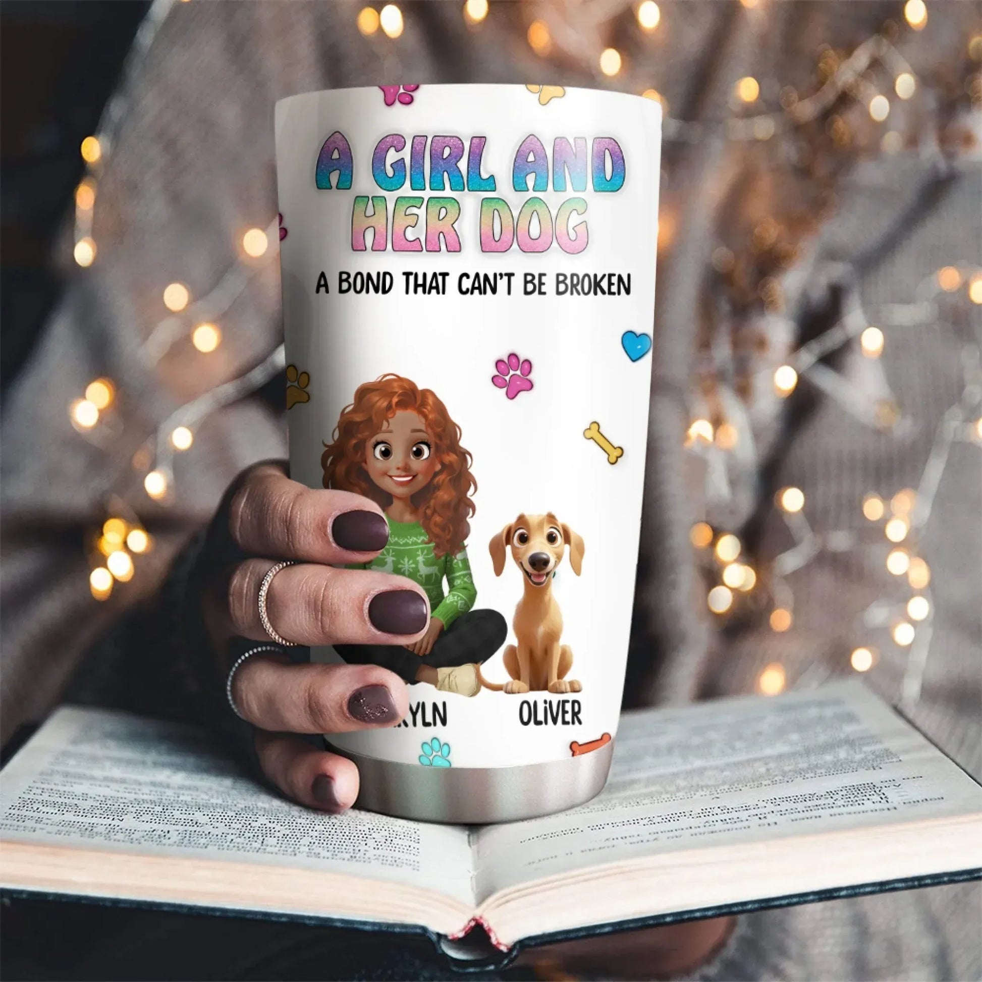 A Girl and Her Dog - Personalized Custom Printed Tumbler