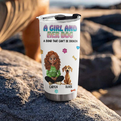 A Girl and Her Dog - Personalized Custom Printed Tumbler