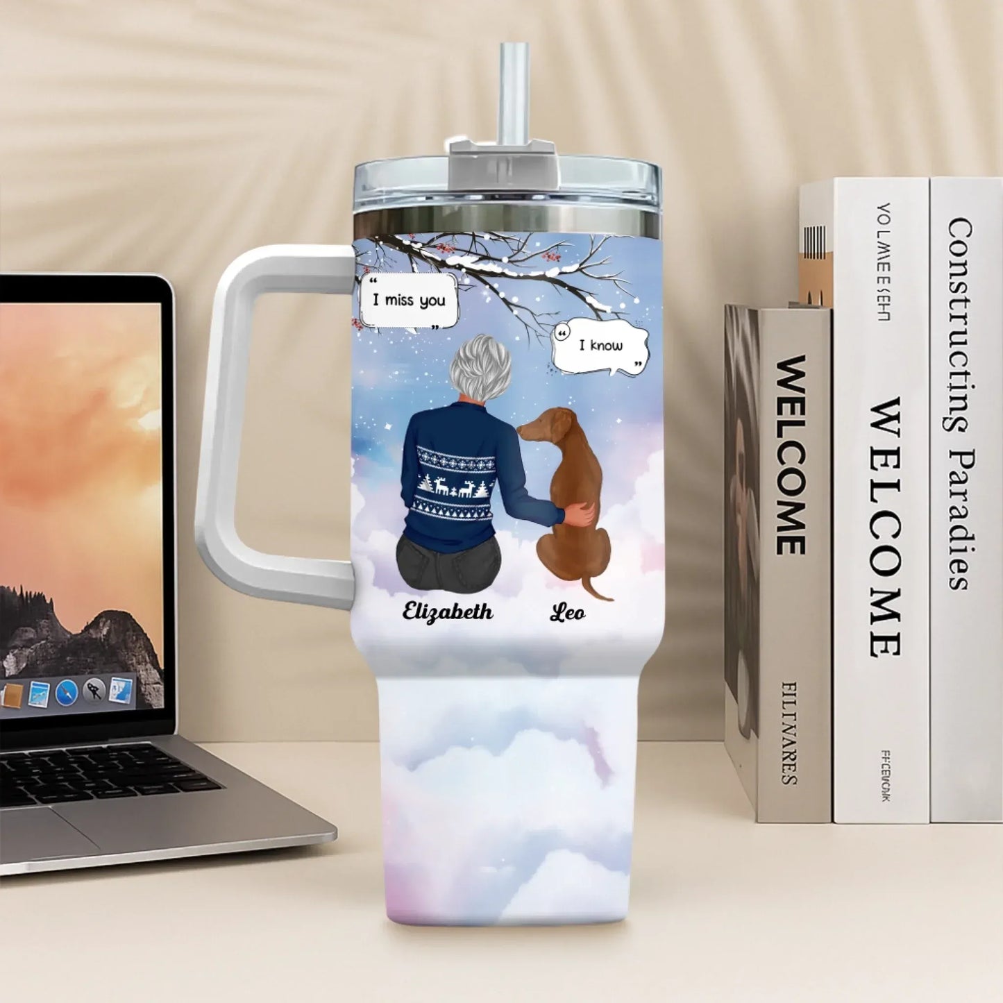 I Miss You I Know - Memorial Gift For Pet Lovers/ Dog Mom - Personalized Tumbler With Straw