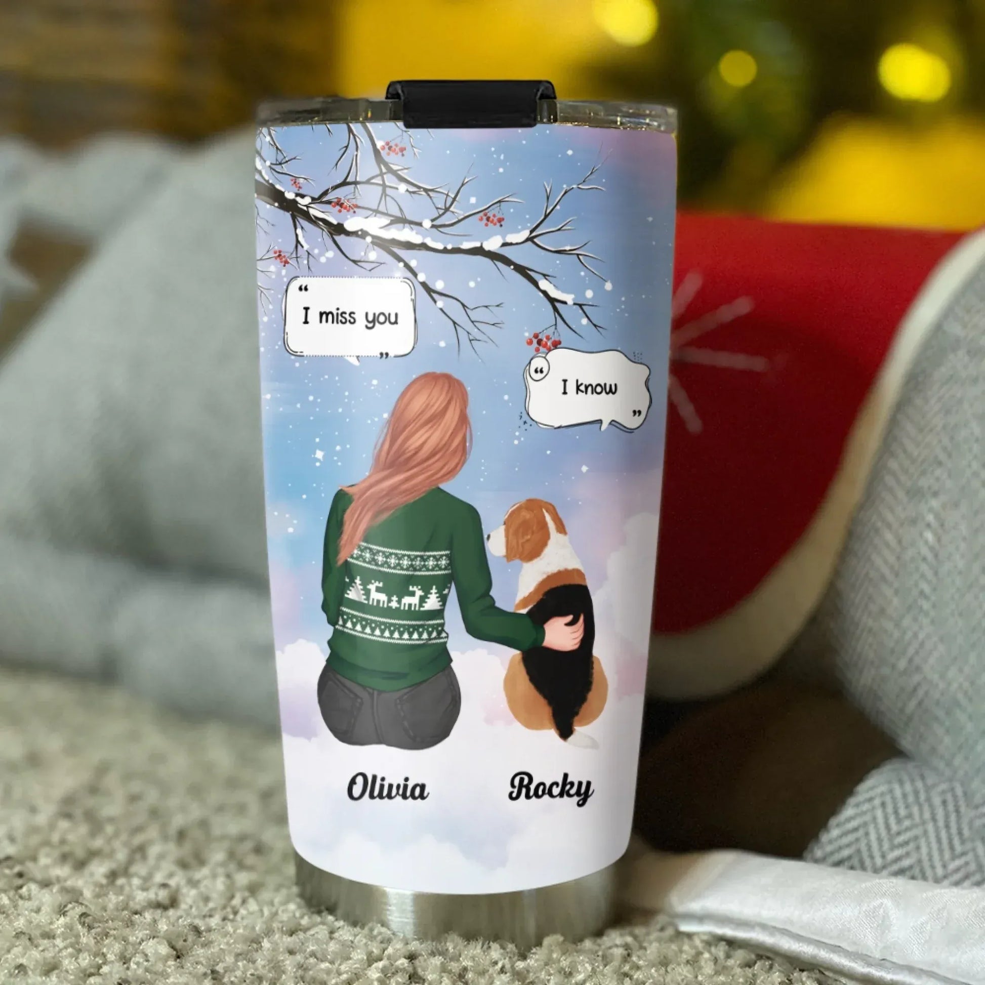 I Miss You I Know - Memorial Gift For Pet Lovers/ Dog Mom - Personalized Tumbler With Straw