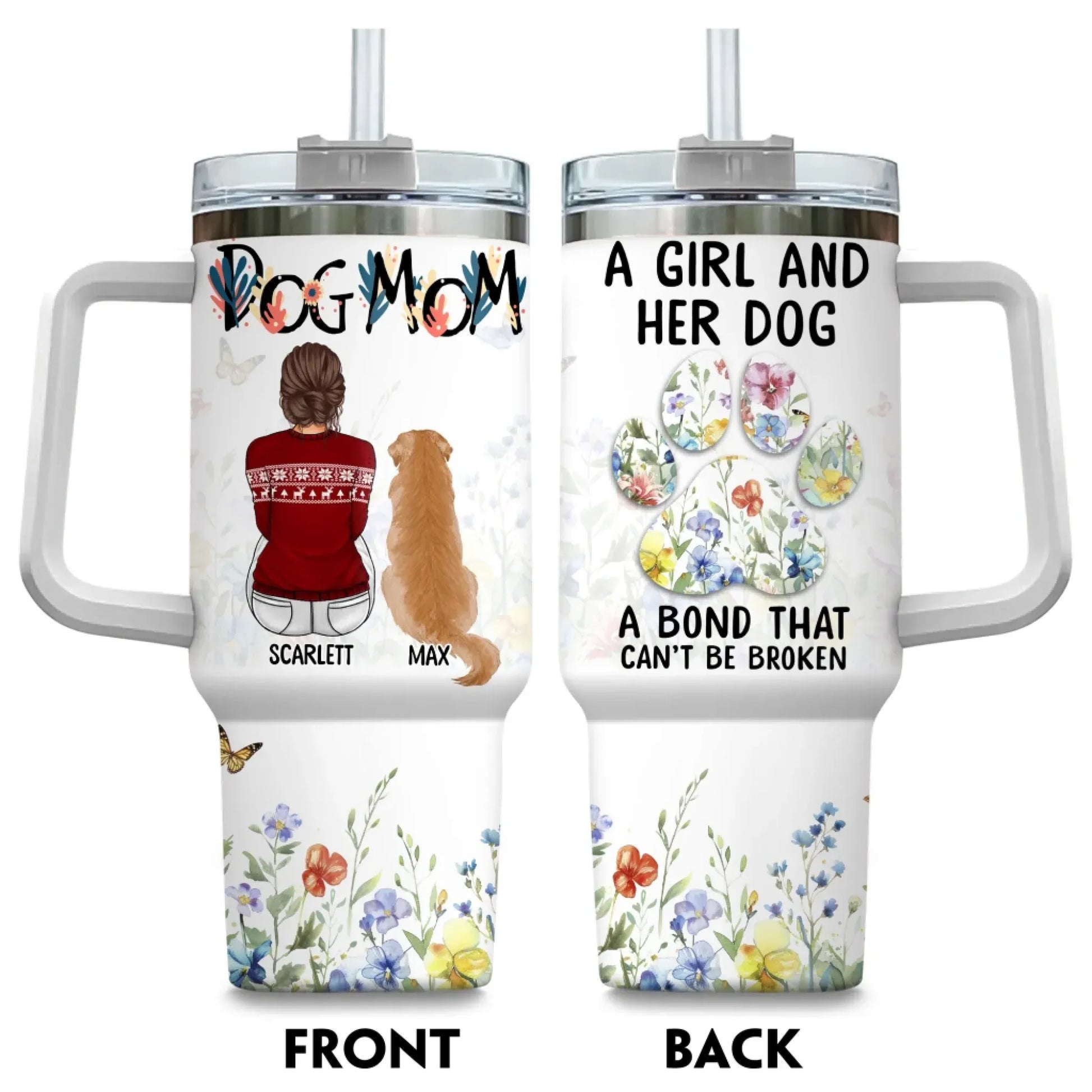 A Girl And Her Dog Unbreakable Bond - Personalized Custom Printed Tumbler