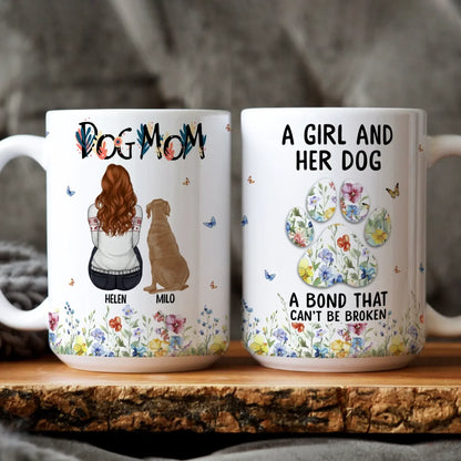 A Girl And Her Dog Unbreakable Bond - Personalized Custom Printed Mug