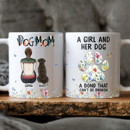 MUG / WHITE / 11oz A Girl And Her Dog Unbreakable Bond - Personalized Custom Printed Mug