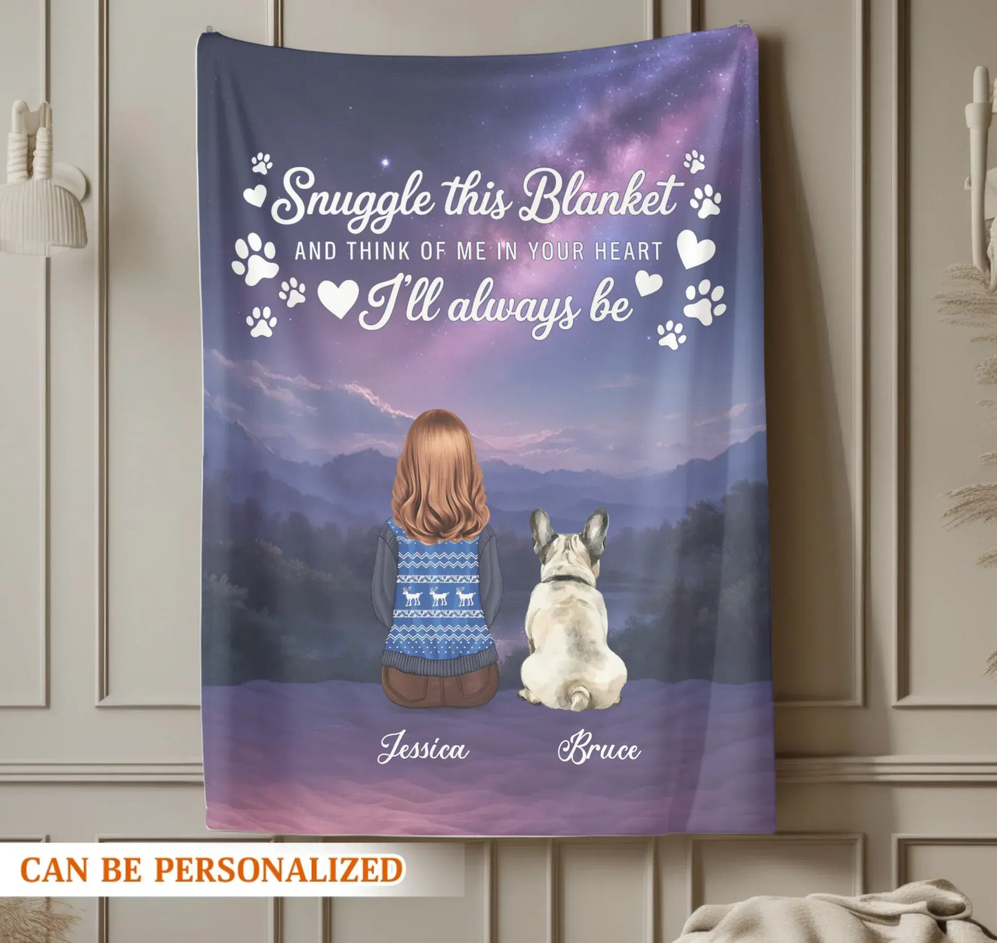 Think Of Me In Your Heart - Personalized Pet Memorial Custom Blanket