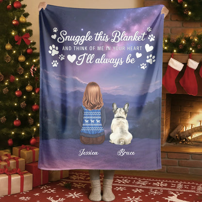 Think Of Me In Your Heart - Personalized Pet Memorial Custom Blanket