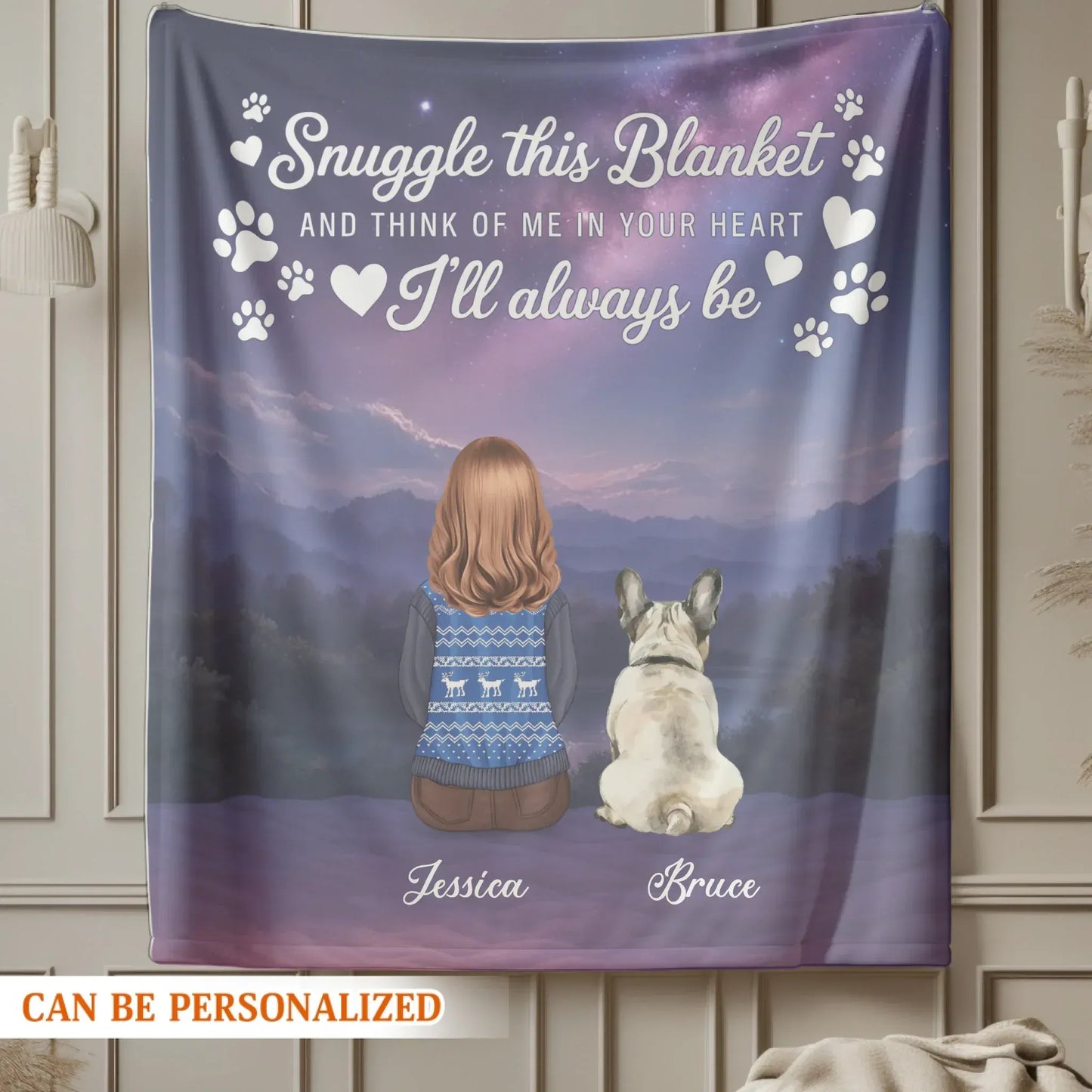 Think Of Me In Your Heart - Personalized Pet Memorial Custom Blanket