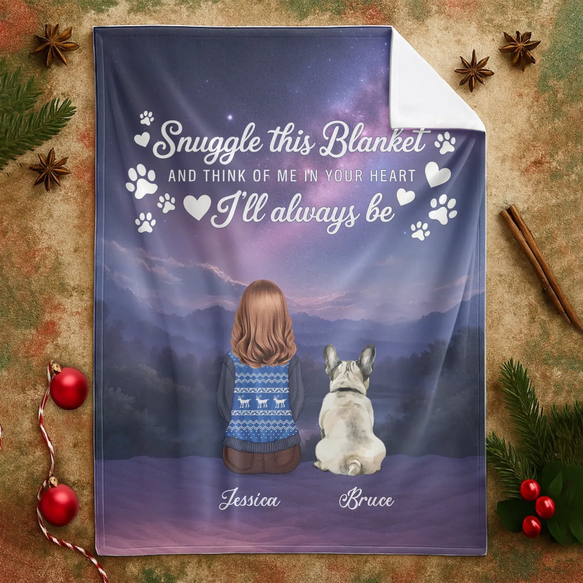Think Of Me In Your Heart - Personalized Pet Memorial Custom Blanket
